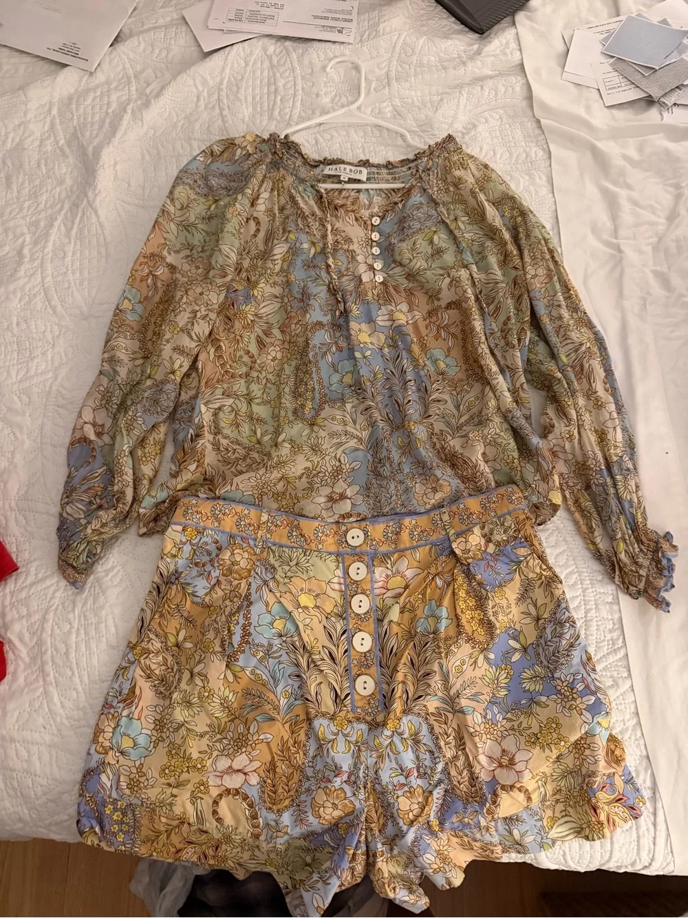Hale Bob floral shirt and short set